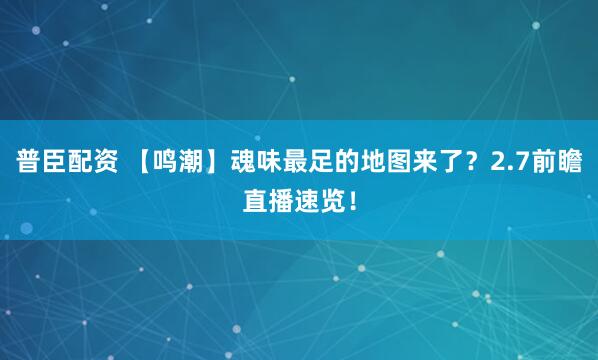普臣配资 【鸣潮】魂味最足的地图来了？2.7前瞻直播速览！